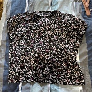 Ann Taylor Floral Black and White Women's Top